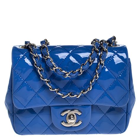 chanel patent leather bag blue|chanel patent leather shoulder bags.